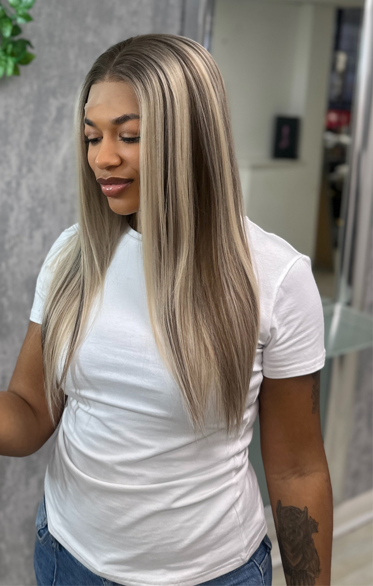 Ice Mocha Blonde Long Straight Lace Front Wig -Amy - estellewigsandmore.co.uk