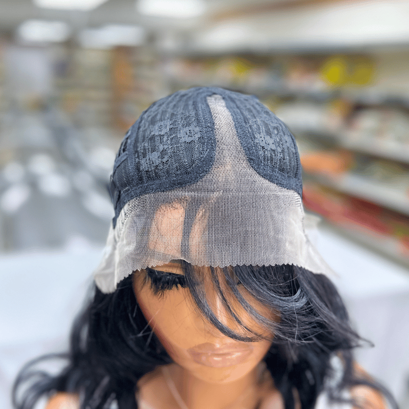 KRIS – 8" Jet Black Bob Wig with Fringe | T-Lace Part Synthetic Wig