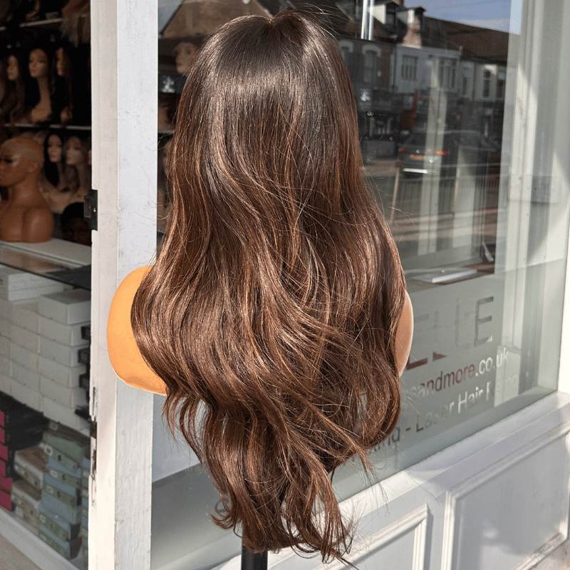 18'' Rooted Brown Balayage Human Hair HD  Lace Front Wig | Human Hair -Amara - estellewigsandmore.co.uk