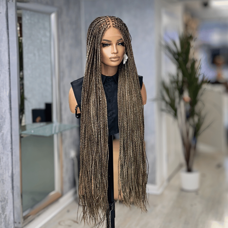 30 inches Blonde/Brown Mix Straight Braided Wig | Ready to ship -KB/02 - estellewigsandmore.co.uk