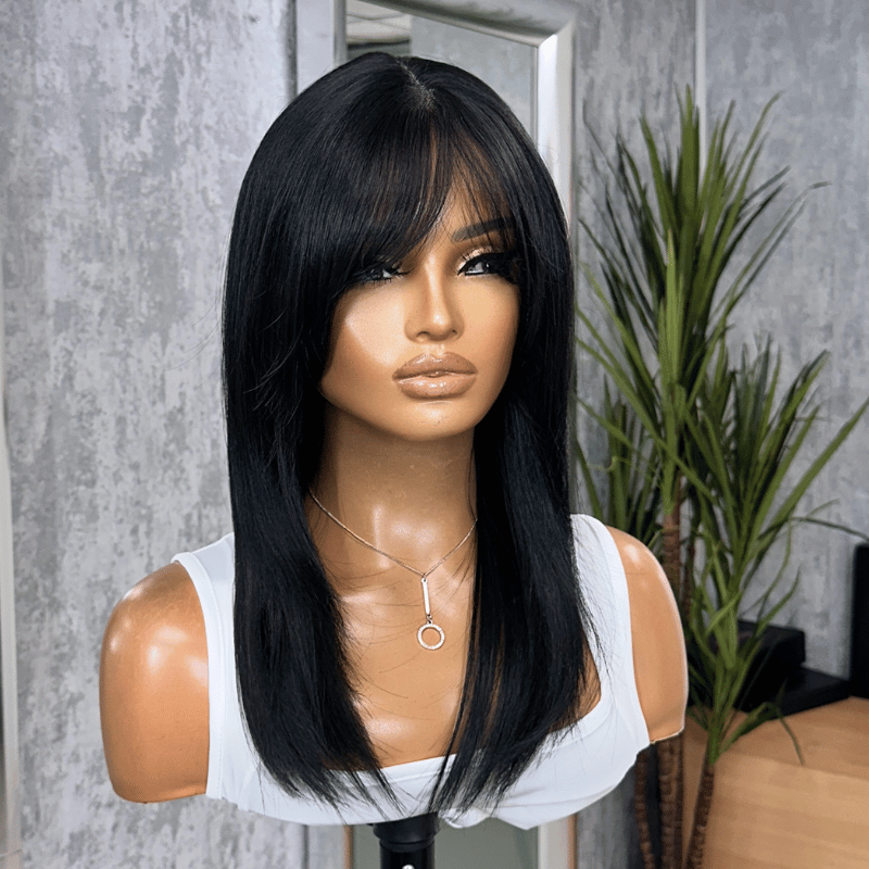 Nubi -14" Layered Straight Fringe Wig | T-Lace Part | Heat-Friendly Synthetic Wig
