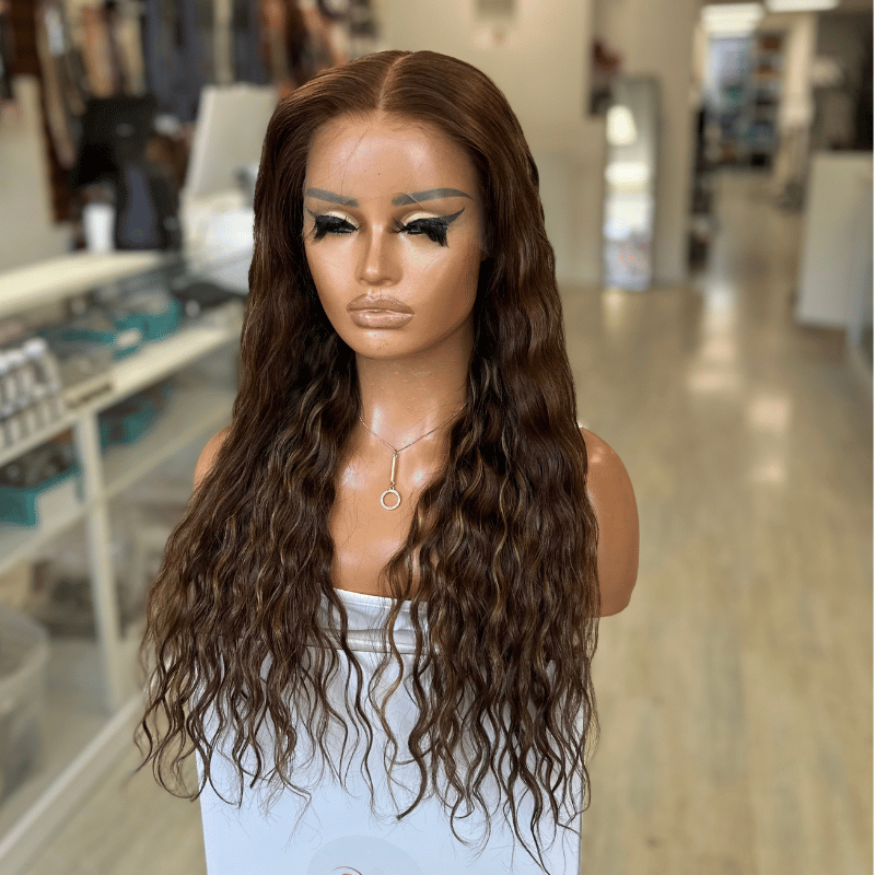 GEMY – 20" Chocolate Brown & Honey Caramel Human Hair Lace Wig