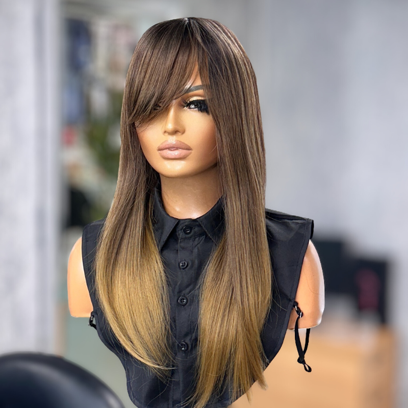 18” Straight Hair Topper with Soft Fringe – Faux Scalp Base 6.5x6.5 Natural Volume Crown Topper with Combs - estellewigsandmore.co.uk