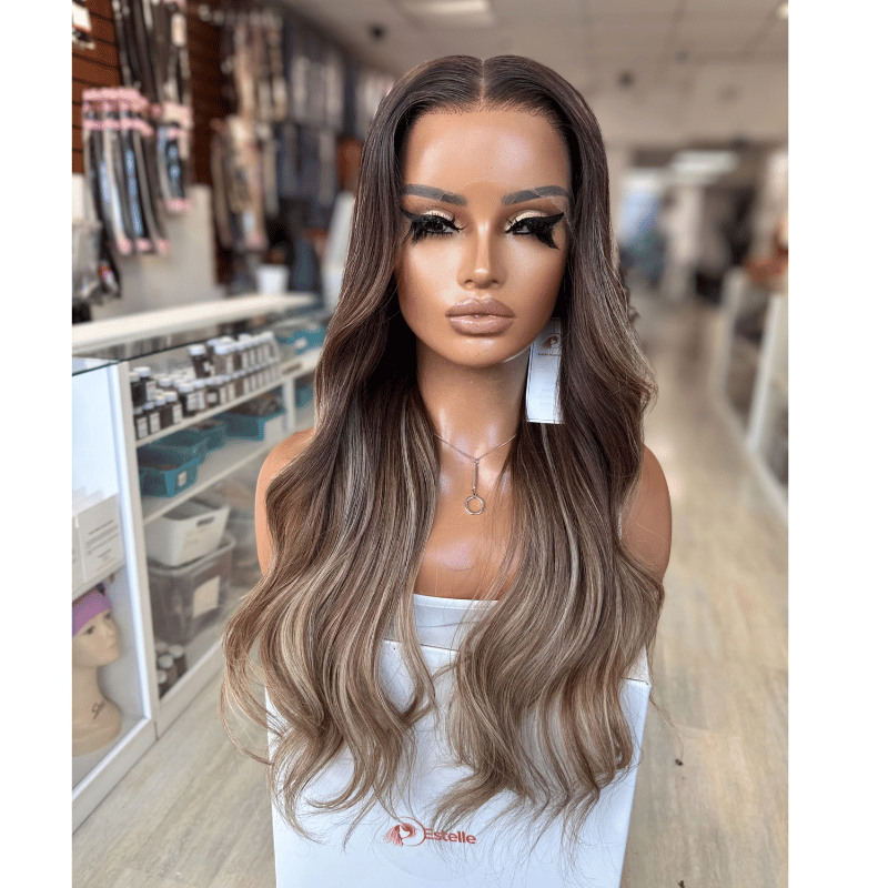 Kaia - 22" Soft Mocha Balayage Virgin Human Hair Lace Front Wig