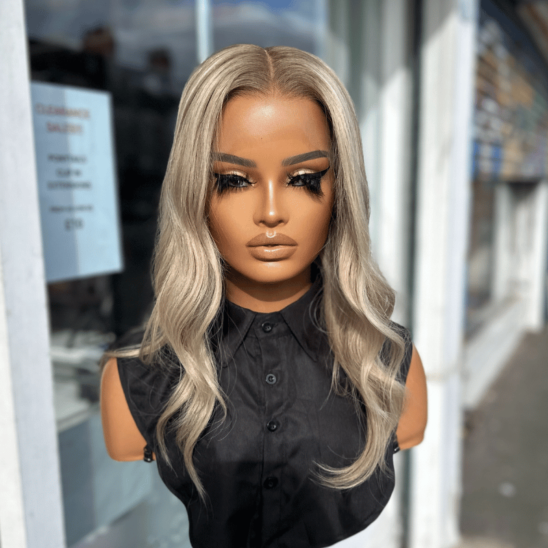 Adina 14’’ Light Beige Blonde HD Lace Front Human Hair Wig - estellewigsandmore.co.uk