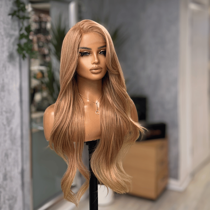 Sorrie- Honey Peach Blonde Lace Front Wig | Long Layered Blonde Wig - estellewigsandmore.co.uk