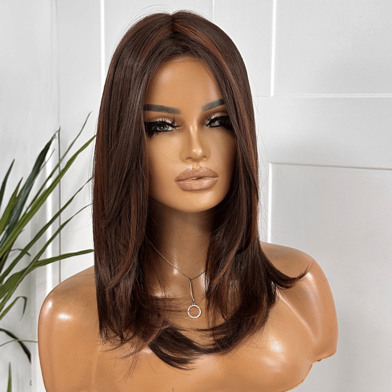 Ivory- Auburn Monofilament Synthetic Lace Front Wig - estellewigsandmore.co.uk