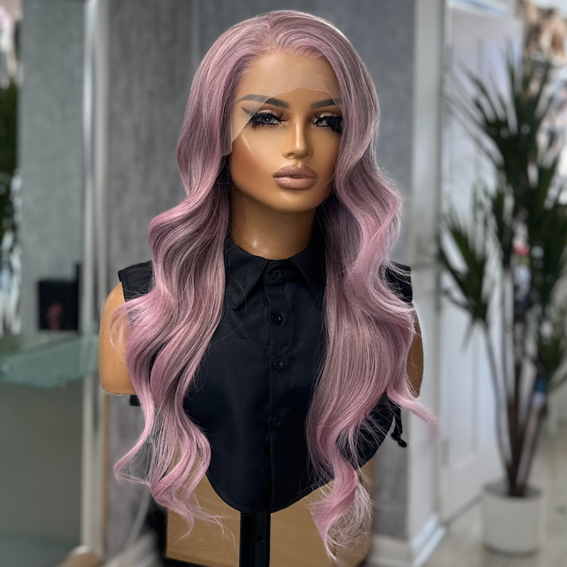 Bloom Blush- Pink Long Wavy Synthetic Hair Lace Front Wig - estellewigsandmore.co.uk