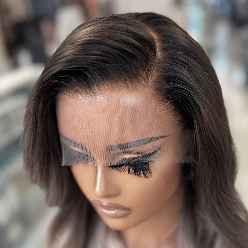 LOLA – 16" Brunette to Beige Blonde Ombre HD Human Hair Lace Wig