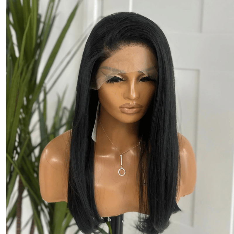 EWD 16-Jet Black Straight Lace Front Synthetic Wig - estellewigsandmore.co.uk