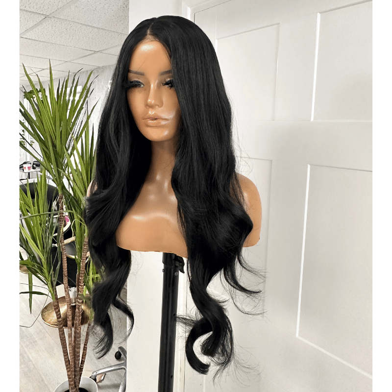 EWD 152-24" Black Layered Synthetic Lace Wig