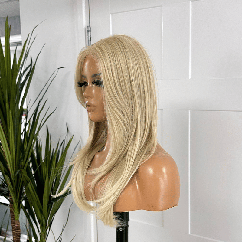EWD 147 -Layered Beige Blonde Monofilament Synthetic Lace Front Wig