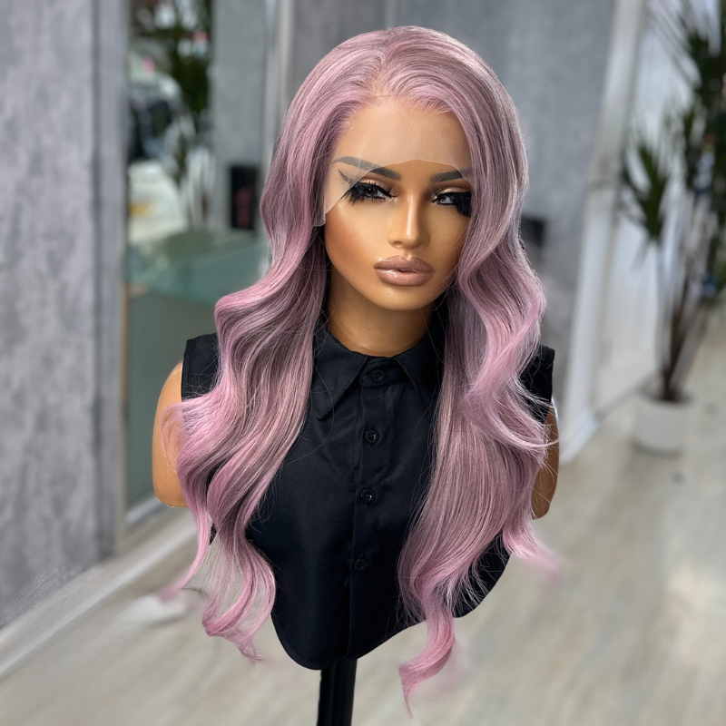 Bloom Blush- Pink Long Wavy Synthetic Hair Lace Front Wig - estellewigsandmore.co.uk