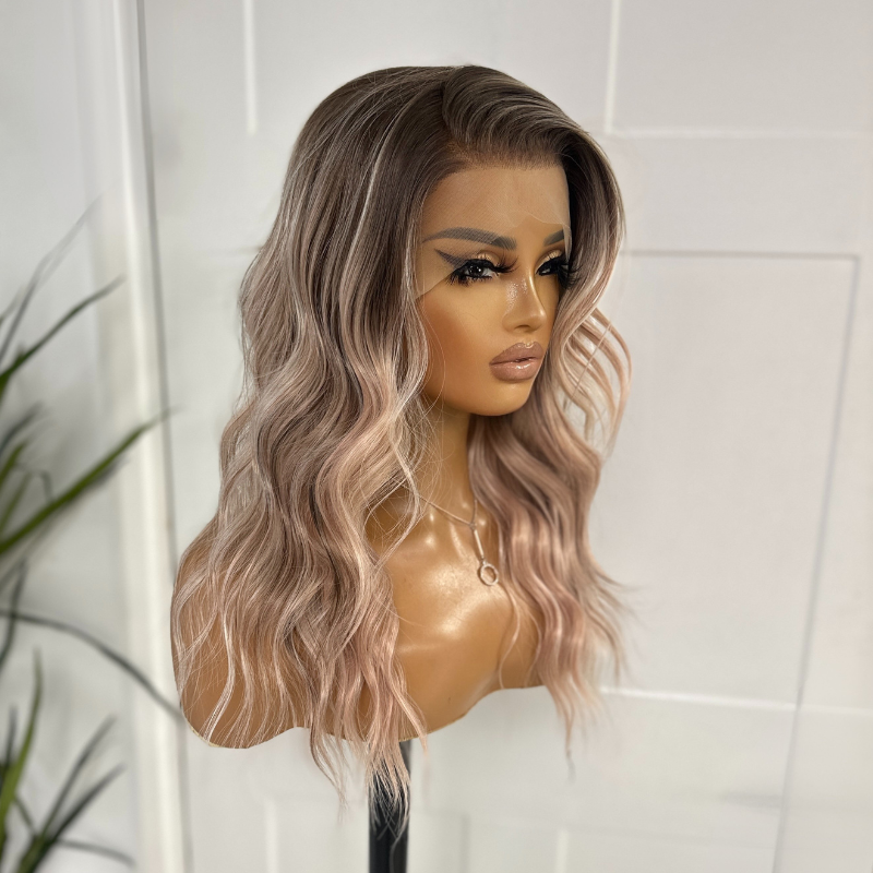Rosé Drift Lace Front Wig | Loose Wave Dusty Rose Synthetic Wig - estellewigsandmore.co.uk