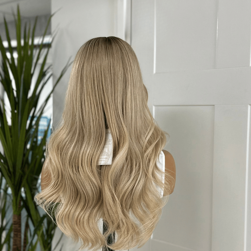 CELINE – 16" Beige Blonde Human Hair Lace Front Wig