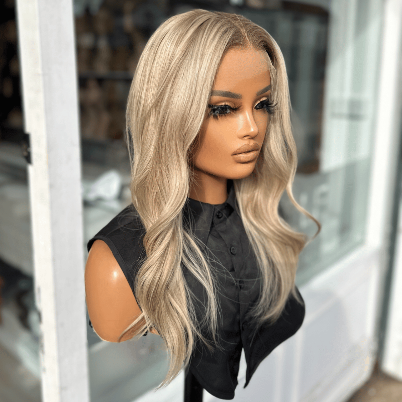 Adina 14’’ Light Beige Blonde HD Lace Front Human Hair Wig - estellewigsandmore.co.uk
