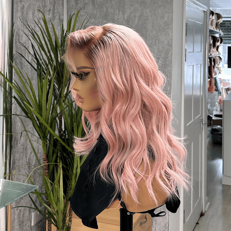 Camellia-14'' Soft Pink Human Hair HD Lace Front Wig - estellewigsandmore.co.uk