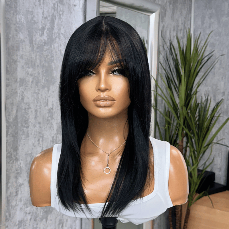 Nubi -14" Layered Straight Fringe Wig | T-Lace Part | Heat-Friendly Synthetic Wig