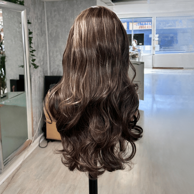 Lili-Chocolate Brown/Blonde Mix Wavy Synthetic Lace Front Wig - - estellewigsandmore.co.uk