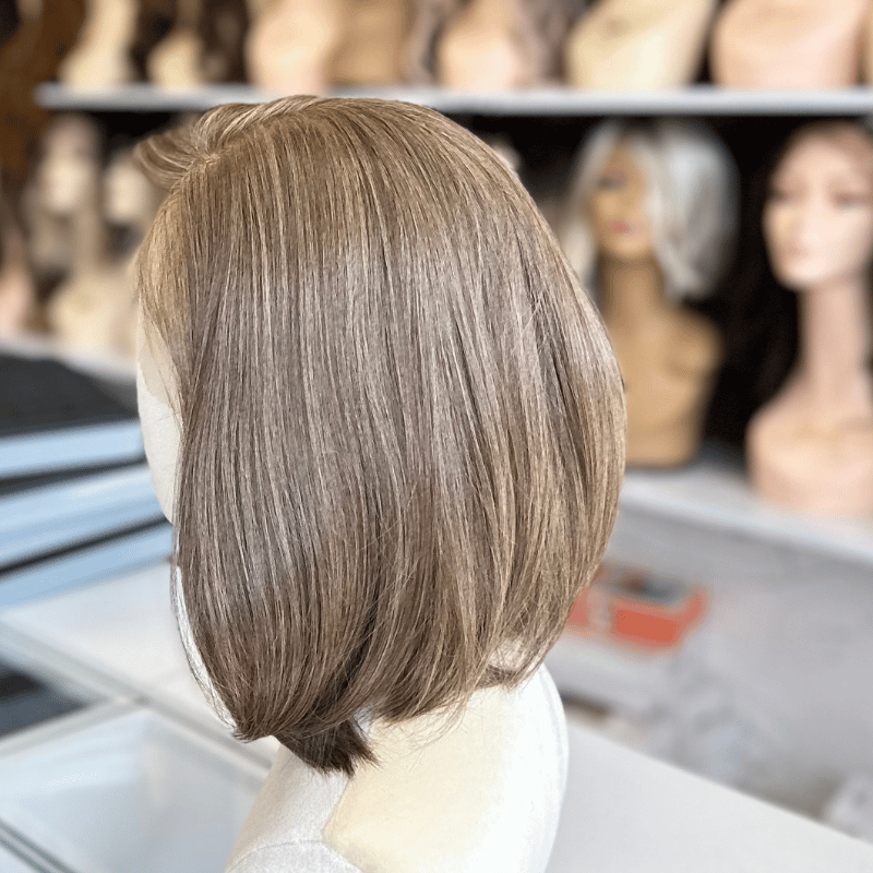 JADE – 10" Mushroom Taupe Brunette Bob Synthetic 13×6 Lace Front Wig