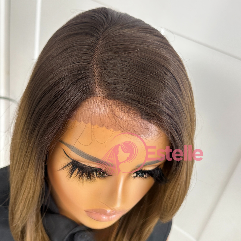 16” Mocha Truffle Straight Bob with Layers & Side Part-Anne - estellewigsandmore.co.uk bob wig