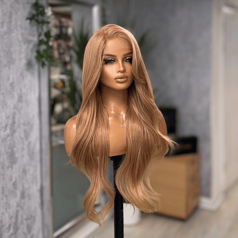 Sorrie- Honey Peach Blonde Lace Front Wig | Long Layered Blonde Wig - estellewigsandmore.co.uk