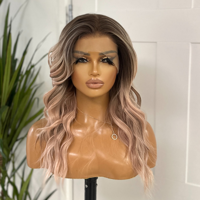 Rosé Drift Lace Front Wig | Loose Wave Dusty Rose Synthetic Wig - estellewigsandmore.co.uk