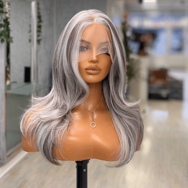 Anastacia- Silver Platinum Lace Front Wig 16 Inch | 13x6 Free Part | Heat Safe Synthetic - estellewigsandmore.co.uk