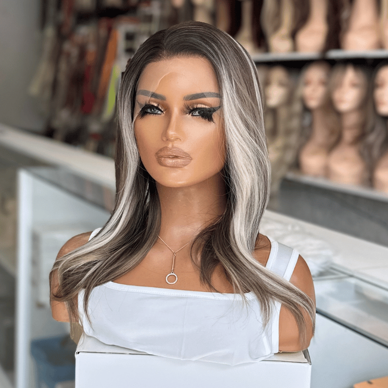 ZOE-Rooted Ash Brown/Blonde Balayage Synthetic Lace Front Wig