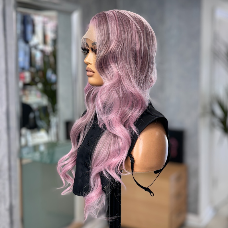 Bloom Blush- Pink Long Wavy Synthetic Hair Lace Front Wig - estellewigsandmore.co.uk