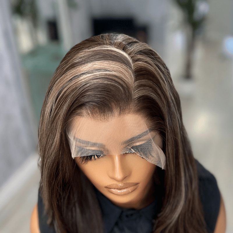 Lili-Chocolate Brown/Blonde Mix Wavy Synthetic Lace Front Wig - - estellewigsandmore.co.uk