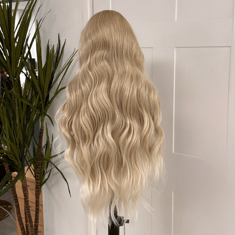 Lumi- Butter Blonde Lace Front Wig | Long Wavy Wig with Face Framing Fringe