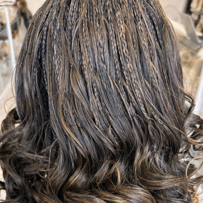 ZOLA | 12–14" Black/Blonde Boho French Curl Braided 6×6 Lace Front Wig