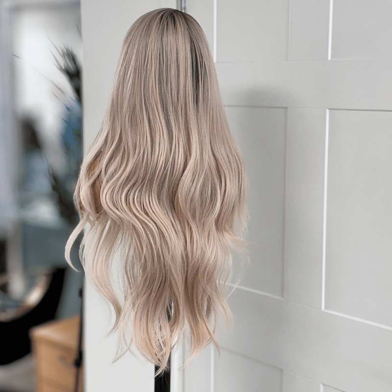 Duchess -Light Ash Brown Rooted Milky Blonde Straight Synthetic Lace Front Wig - estellewigsandmore.co.uk