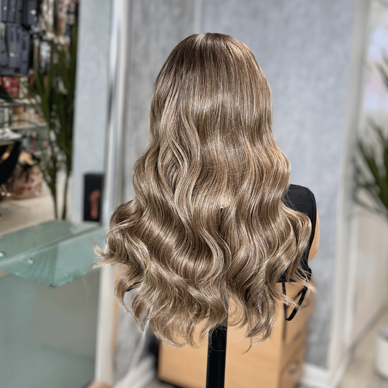 EWD 86-Long Wavy Rooted Mixed Brown Synthetic Lace Front Wig - estellewigsandmore.co.uk