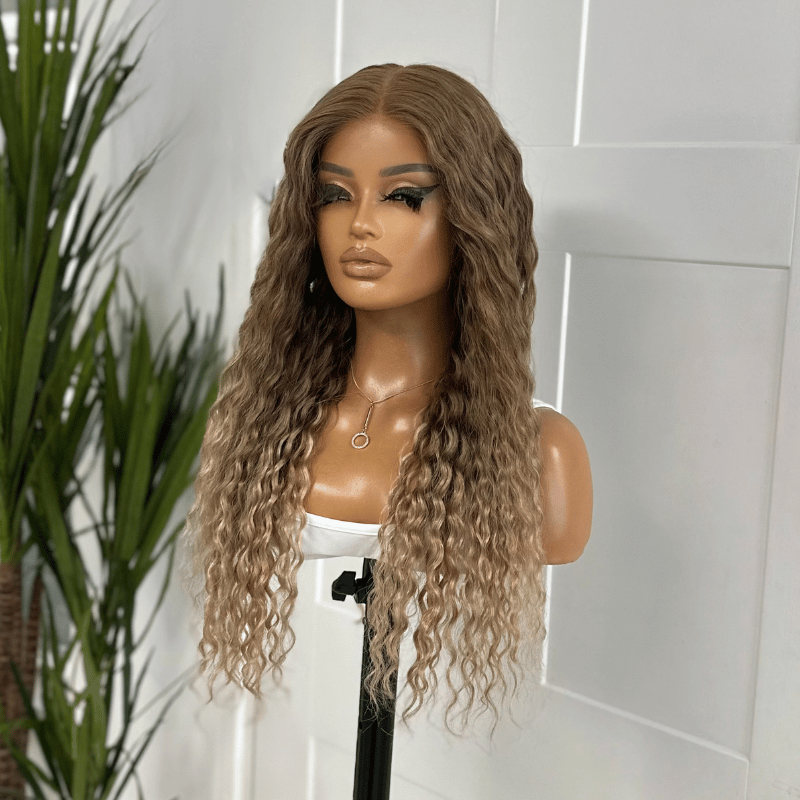 GEMY – 20" Mocha Beige Human Hair 5×5 Lace Wig