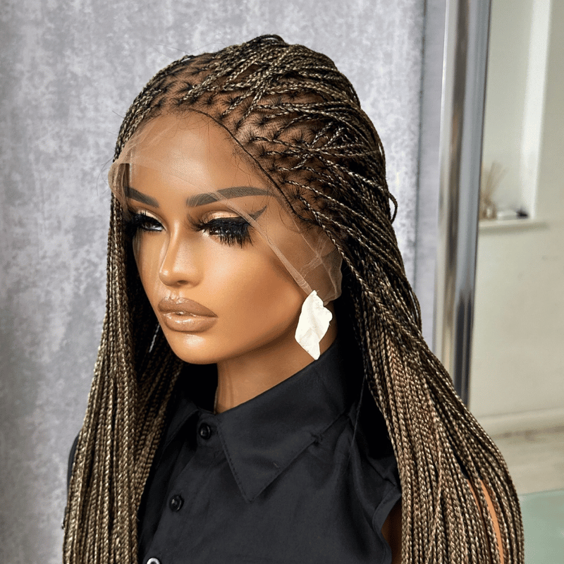 30 inches Blonde/Brown Mix Straight Braided Wig | Ready to ship -KB/02 - estellewigsandmore.co.uk