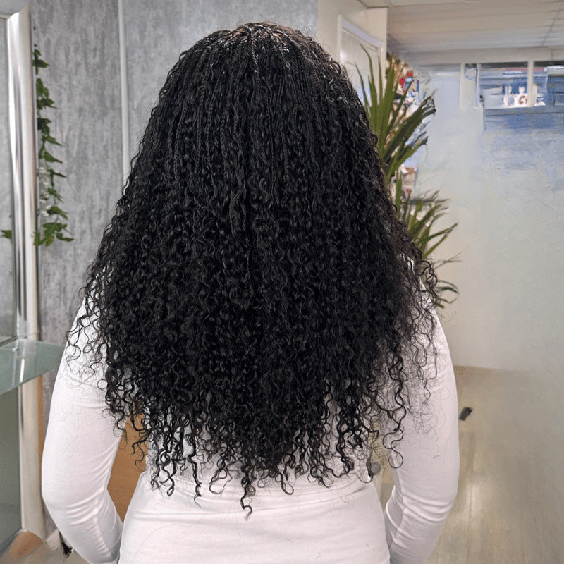 Ray-22'' Braided 6x6 HD Lace Closure Curly Human Hair Wig – Natural Black - estellewigsandmore.co.uk