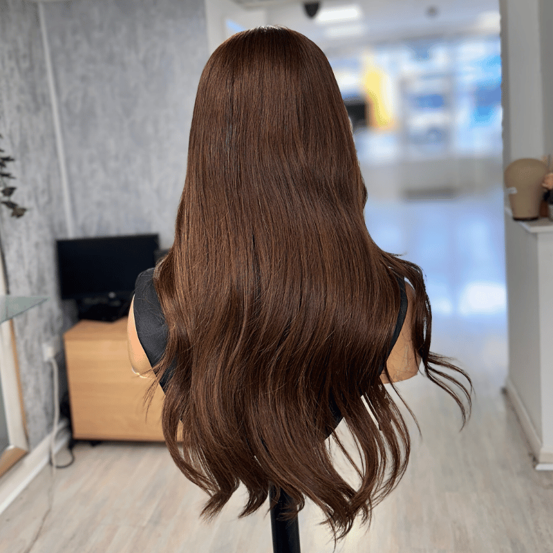 karyn-18 inches Redish Brown Straight Human Hair Lace Front Wig- - estellewigsandmore.co.uk