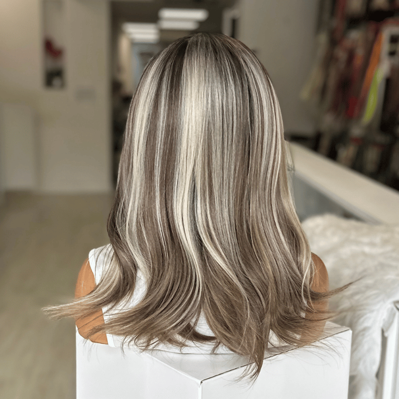 ZOE-Rooted Ash Brown/Blonde Balayage Synthetic Lace Front Wig