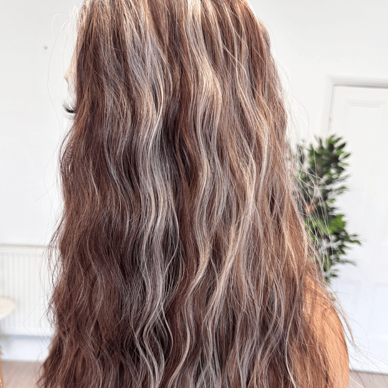 Toria-Long Wavy Warm Mocha Synthetic Lace Front Wig - estellewigsandmore.co.uk