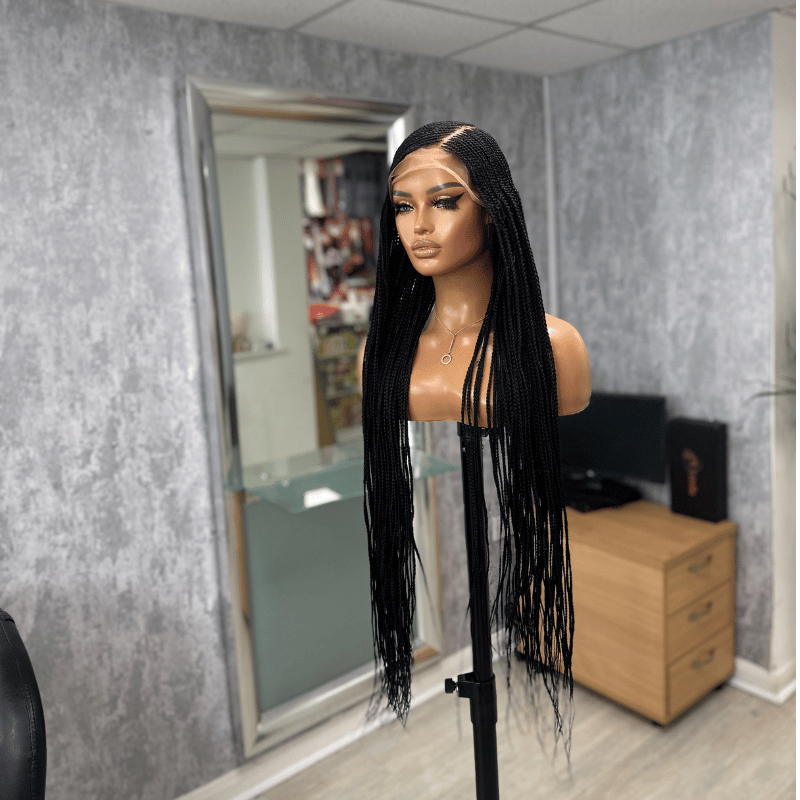 KB/06 – 30” Long C Cut Cornrow Braided Wig | Full Lace - estellewigsandmore.co.uk