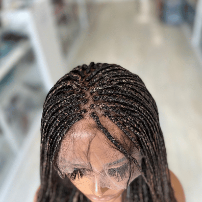 Malika -Lugo Braids Full Lace Mixed Mixed Black Human Hair Wig