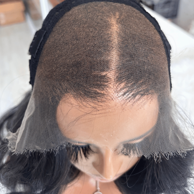 Kirsty- 22" Human Hair Wig 9x6 HD Lace Front Black with Peekaboo Ash Blonde Highlights