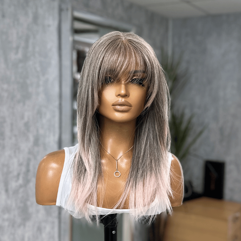 Nubi -14" Layered Straight Fringe Wig | T-Lace Part | Heat-Friendly Synthetic Wig