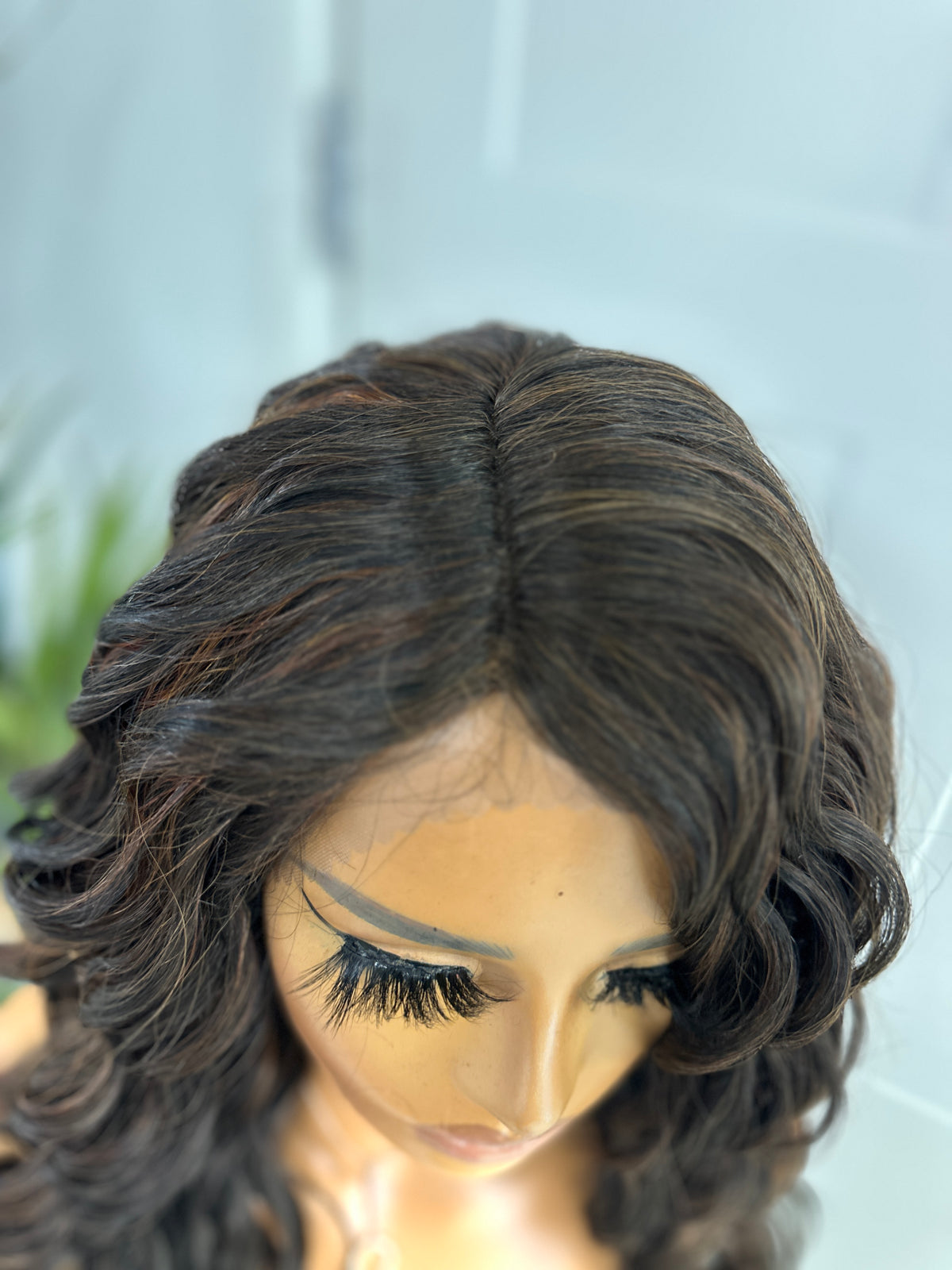 Dark Brown / Auburn Mix Wavy Lace Front Wig- EWD 68