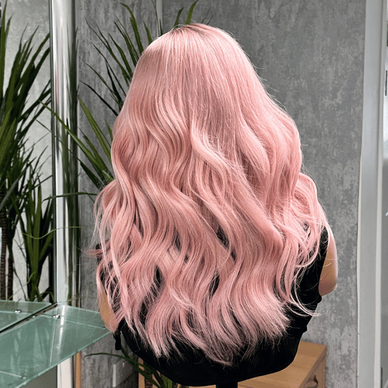Camellia-14'' Soft Pink Human Hair HD Lace Front Wig - estellewigsandmore.co.uk