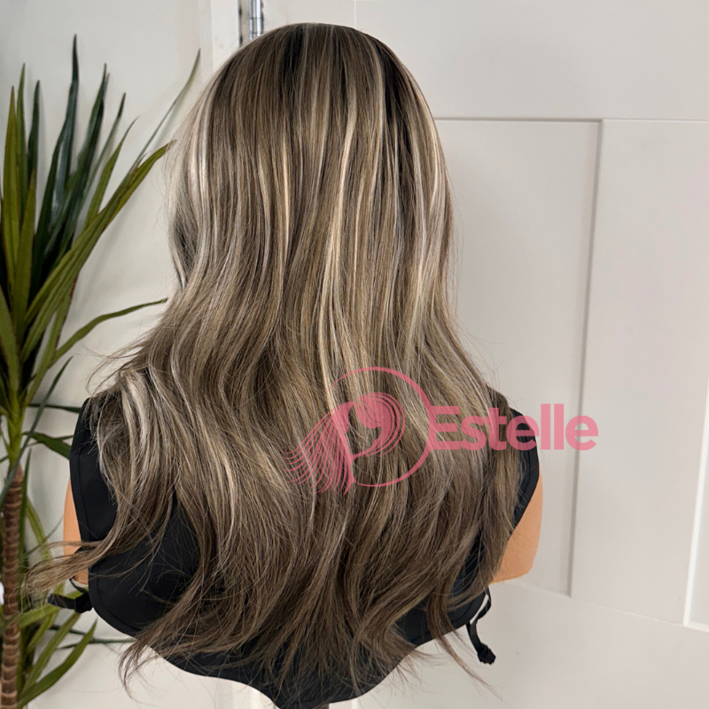 Ash Mocha Blonde Lace Front Wig with Face-Framing Highlights-Chloe - estellewigsandmore.co.uk LACE FRONT WIGS