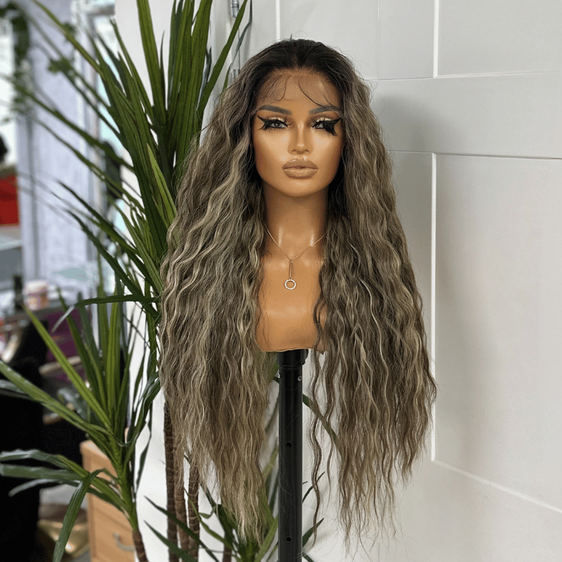 Ash Mocha Melt Long Loose Wave 13x6 Synthetic Lace Frontal Wig -Chyna - estellewigsandmore.co.uk