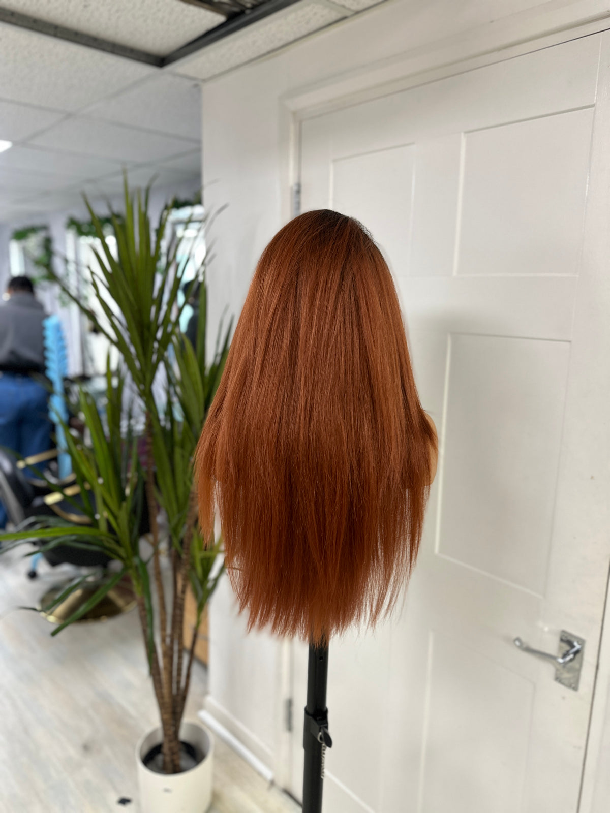 Long Rooted Black/ Copper Red Textured Synthetic Lace Front Wig- EWD 70 - estellewigsandmore.co.uk